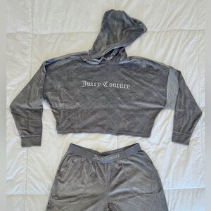 JUICY COUTURE CROP TOP SWEATSUIT WITH HOODIE (GRAY) - NEW